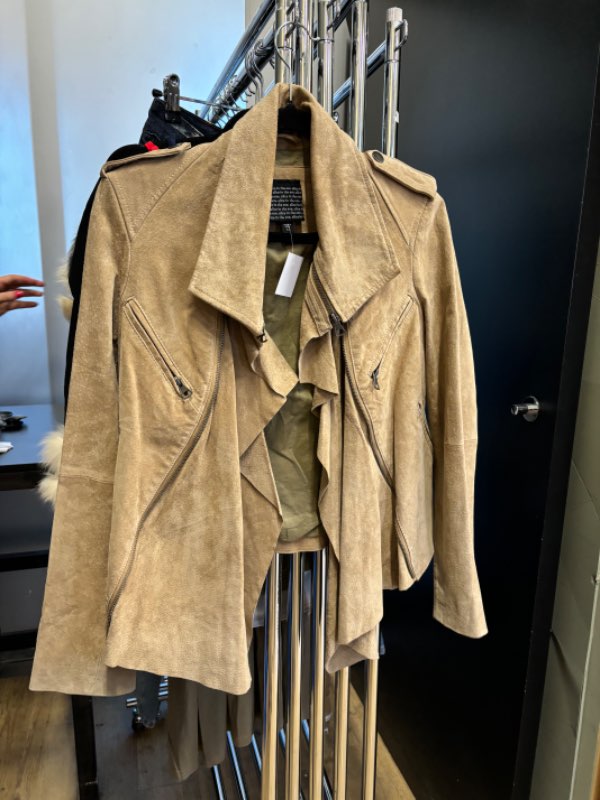 Beige suede leðurjakki