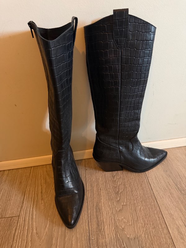 Cowboy boots leðursnakeskin svört