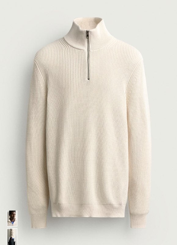 Zöru beige half zip peysa