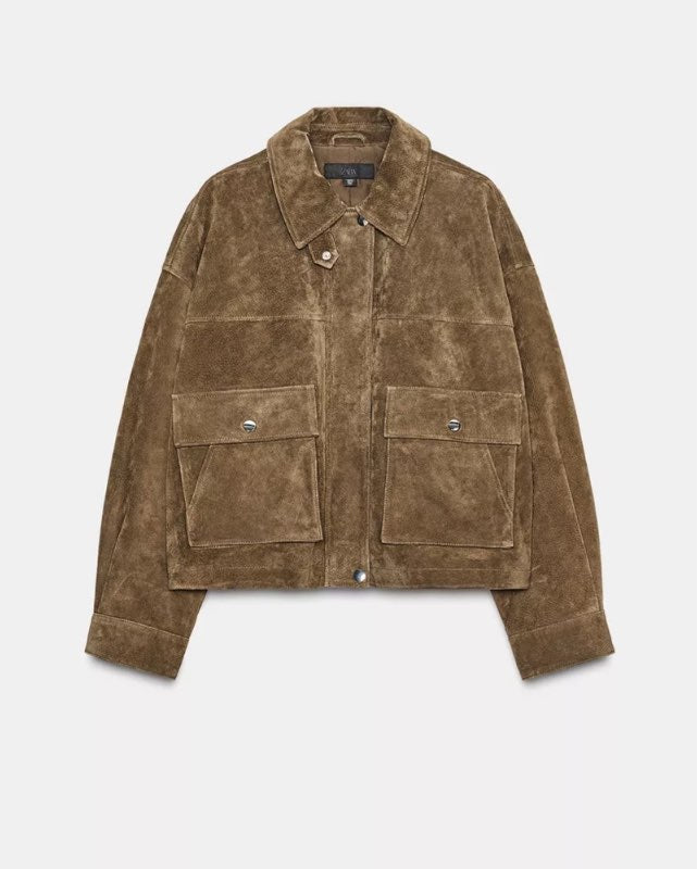 Zara brúnn suede jakki