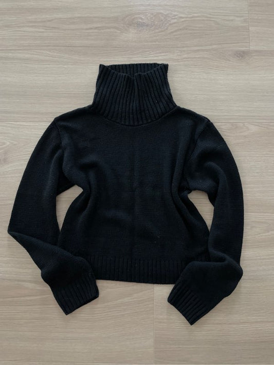 Boohoo svört cropped prjóna pe
