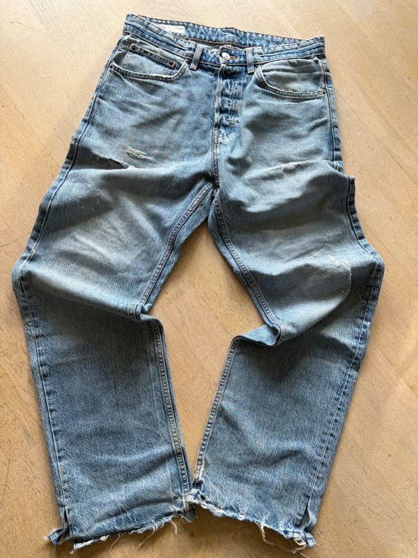 Zara bláar rifnar gallabuxur