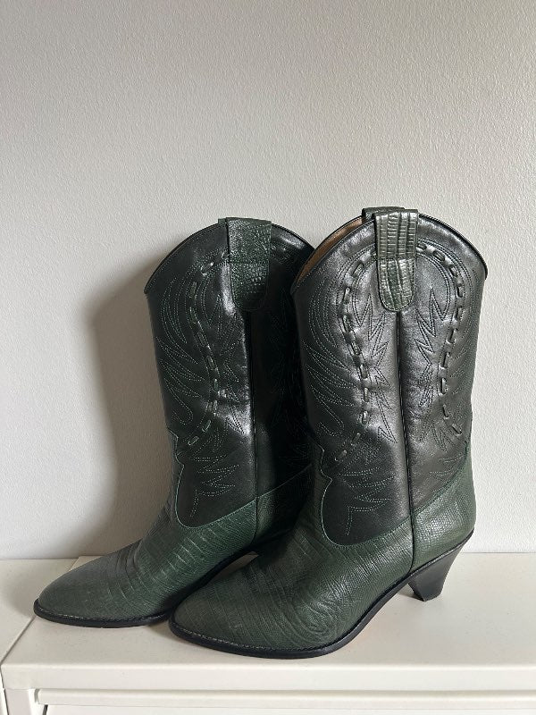 Vintage cowboy boots græn
