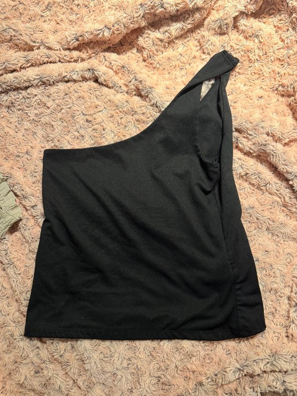 One shoulder svartur toppur