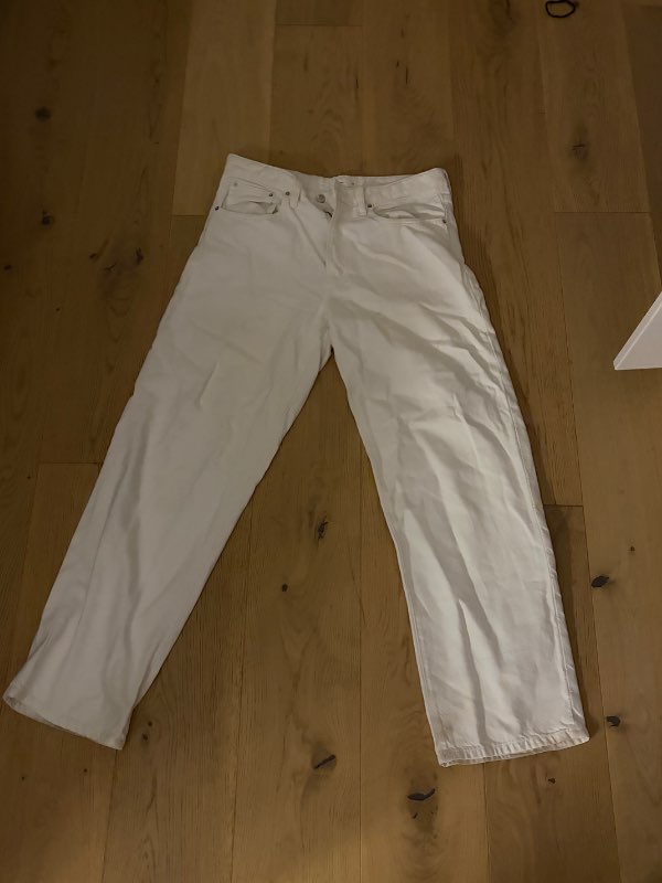 Hvítar baggy gallabuxur