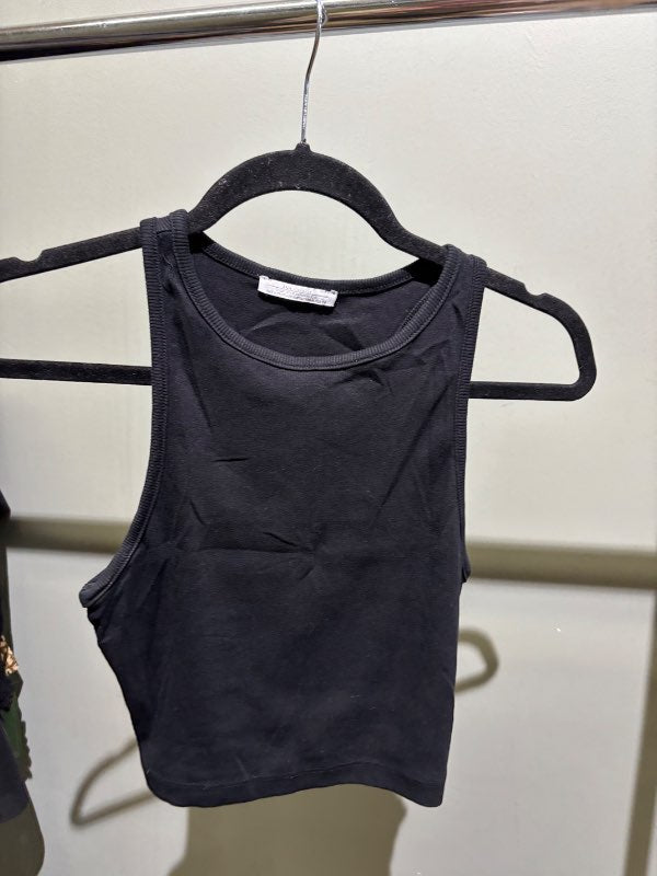 Zara crop tank top svartur