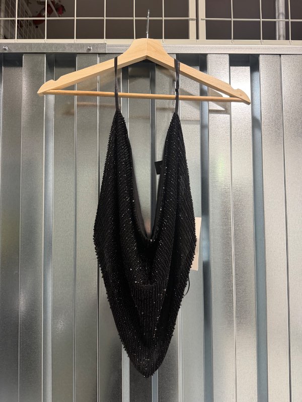 Svartur pallíettu toppur - Zara
