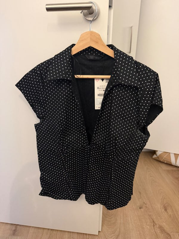Blár doppóttur toppur - ZARA
