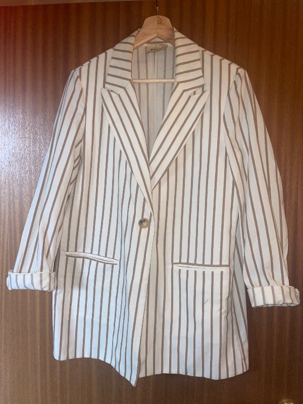 Striped hvítur blazer