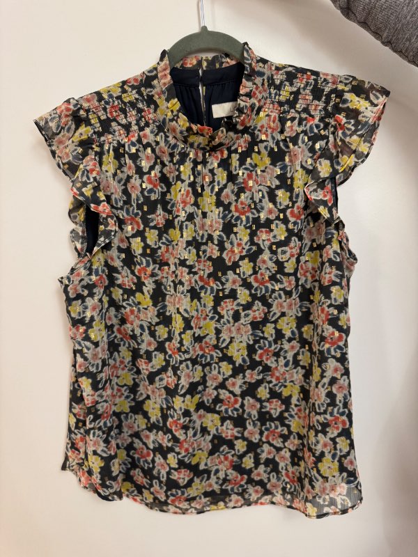 Ann Taylor Ruffled Short Sleeve Blouse