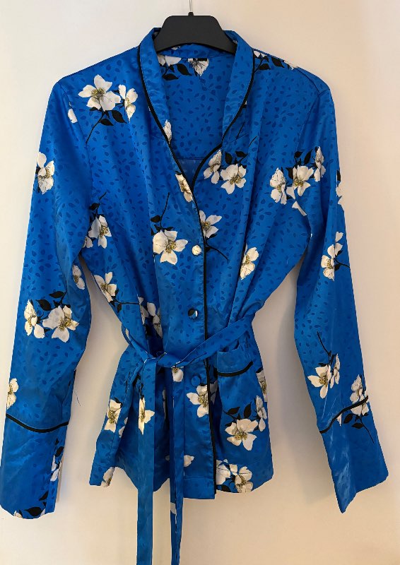 Topshop blá blóma blússa