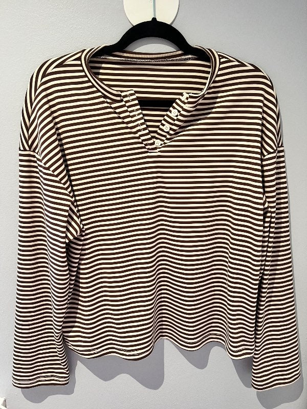 Brown striped henley