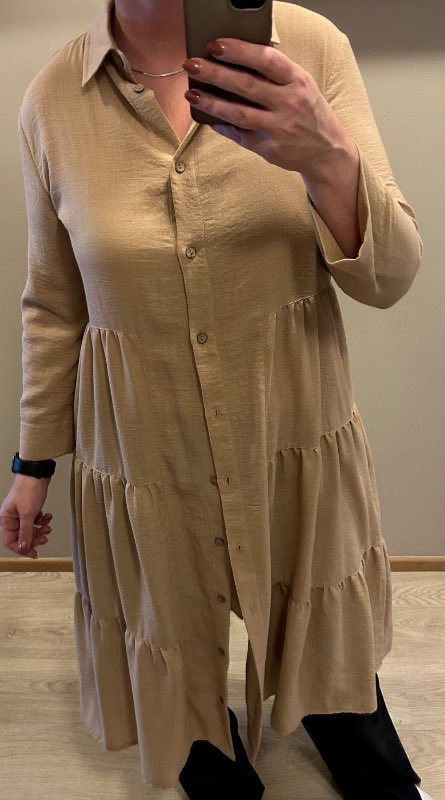Kjóll beige síður, nýr