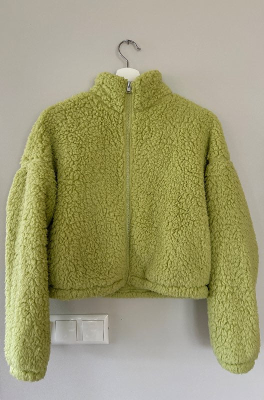 Hollister grænn teddy jakki