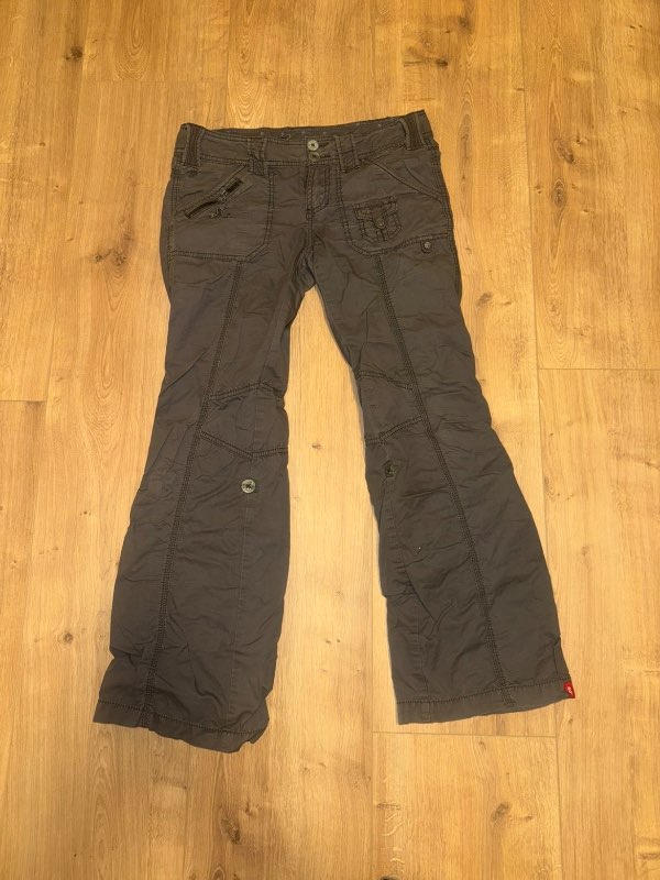 Vintage dökkgráar cargo buxur