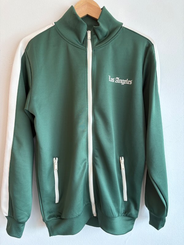 Græn og hvít track zip top unisex