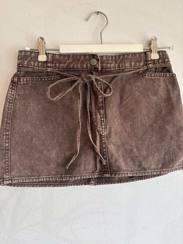 Monki mini pils brown denim