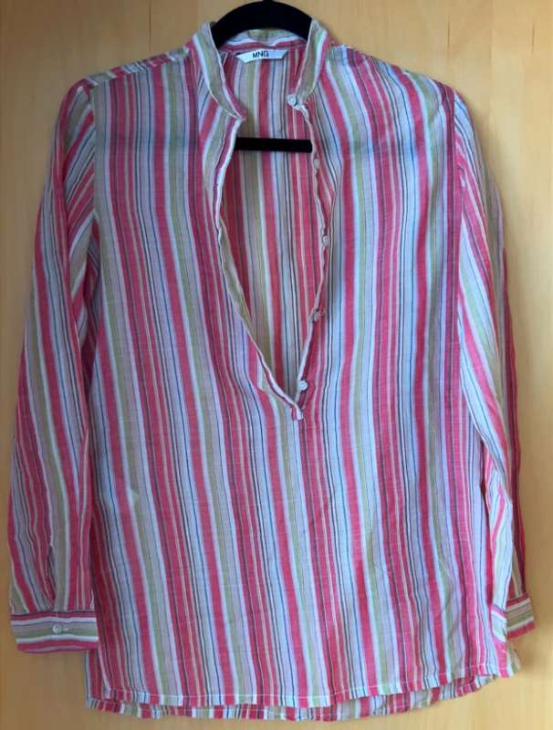 MNG Shirt (Striped Red Green White Ecru)