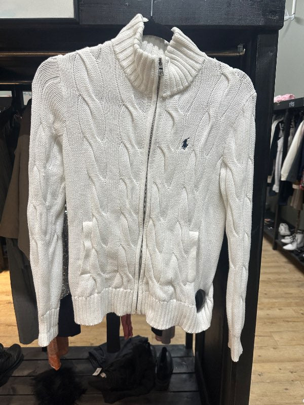 Ralph Lauren peysa rennd hvít XS