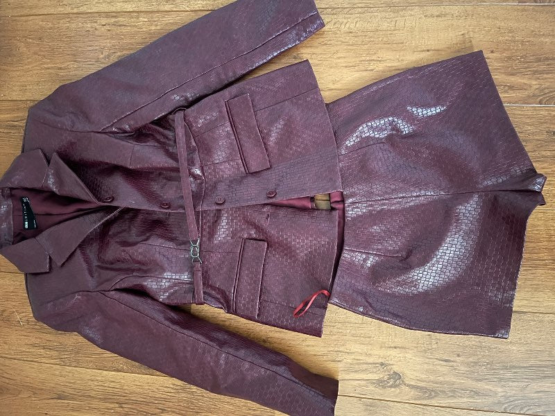 Burgundy Leather Shorts set
