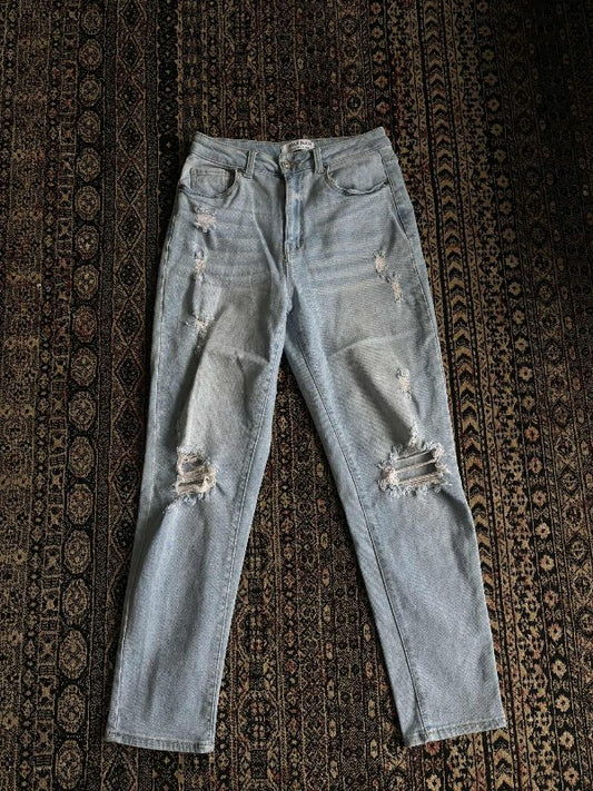 bláar ripped skinny jeans
