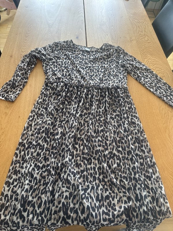 Ichi leopard kjóll með undirkjól