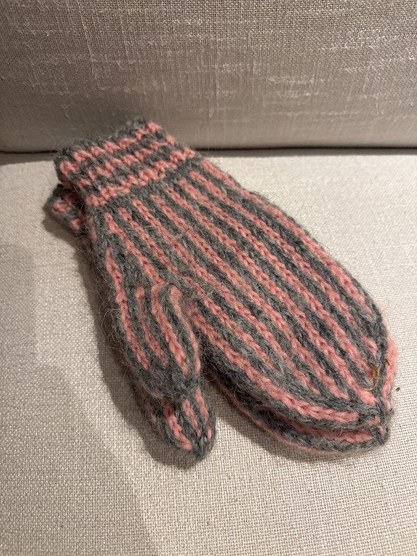 Ullar vettlingar bleik gráir