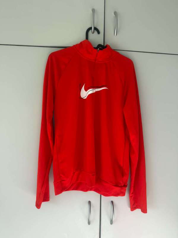 Nike hlaupapeysa með hálfrennilás, rauð