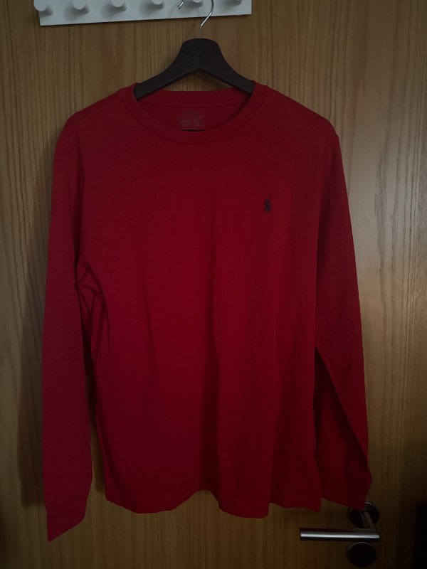 Rauður síðerma polo bolur