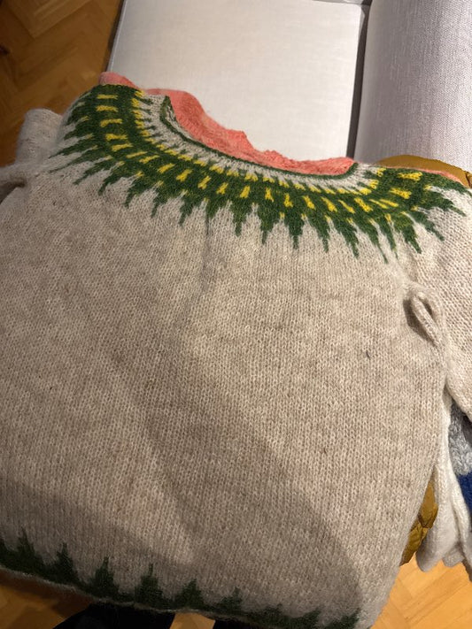 Lopapeysa Græn brún þunn