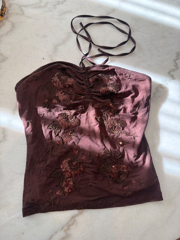 Brúnn sequin toppur