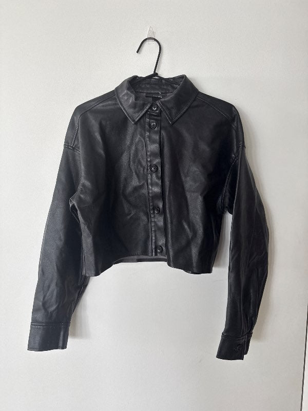 cropped leður jakki