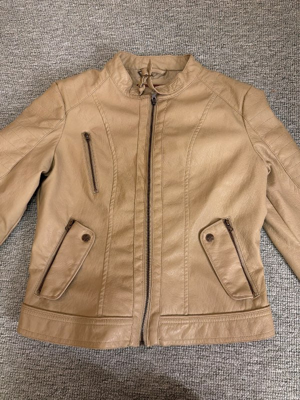 Beige leðurjakki