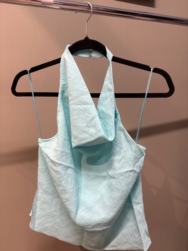 Ljósblár Zara halter neck bolur