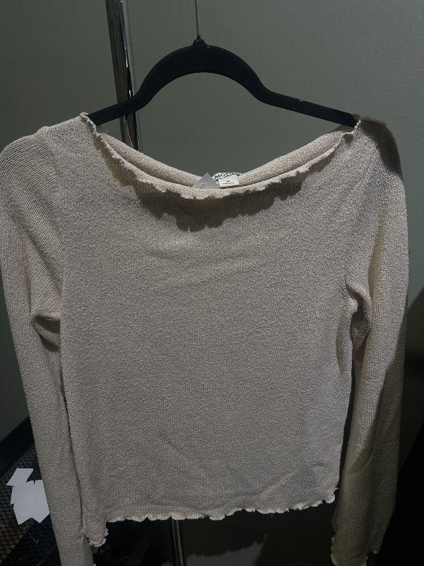 Monki kremaður boat neck bolur