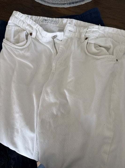 Zara hvítar gallabuxur