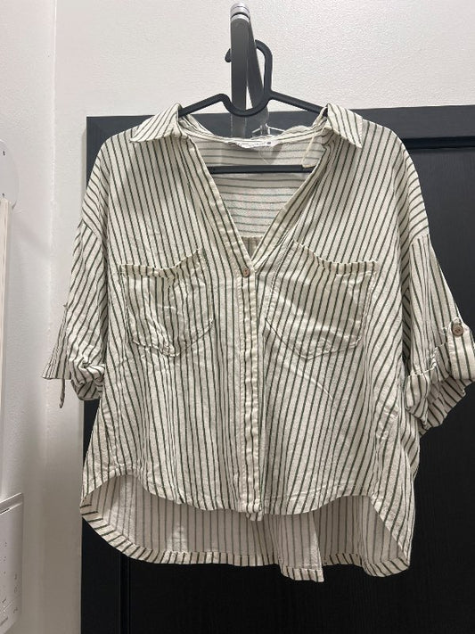-zara blússa röndótt