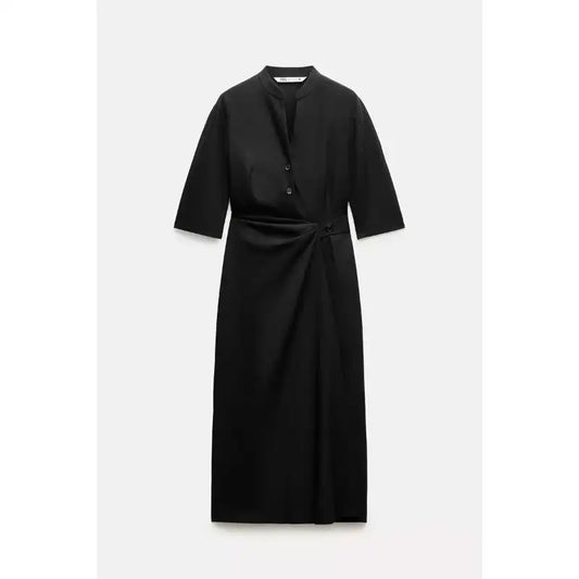 Zara nýr wrapkjóll navy stripe